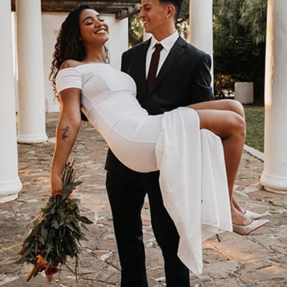 Elegant White Off-Shoulder wedding Dress